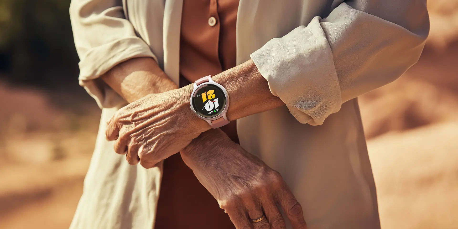 Elderly couple enjoying life with LiveLife personal alarm watch